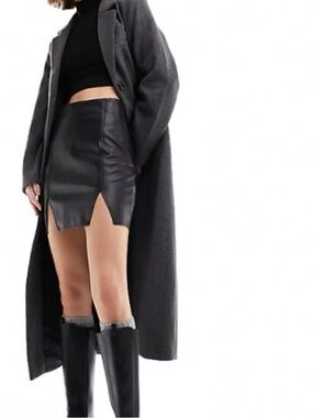 Miss Selfridge Petite faux leather mini skirt in black - US 8